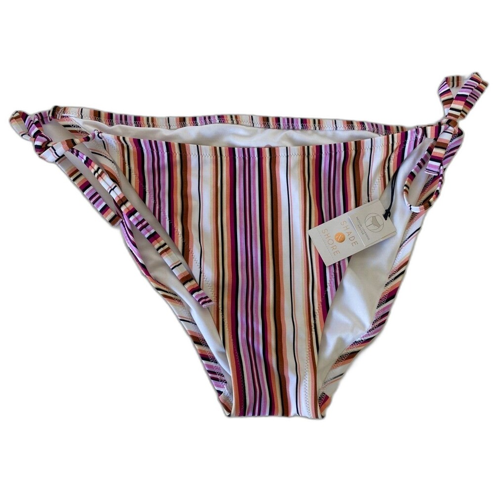 Shade & Shore Women’s Bikini Swim Bottom Striped with ties Size XL 16-18 NWT